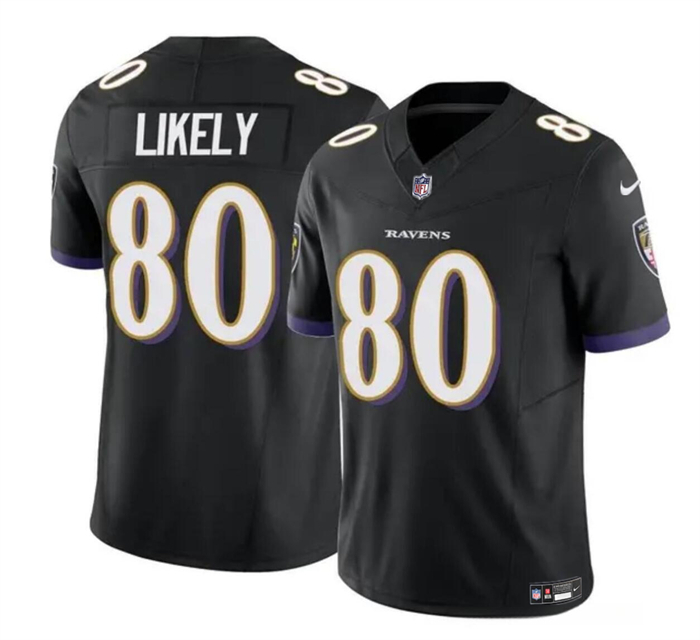 Men's Baltimore Ravens #80 Isaiah Likely Black 2023 F.U.S.E. Vapor Limited Football Jersey